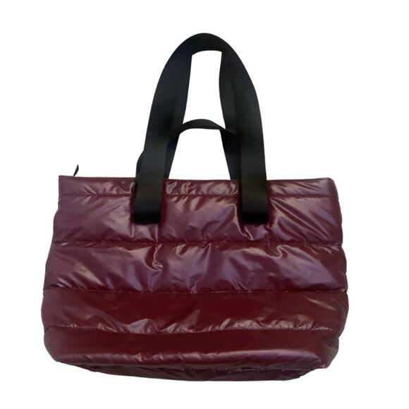 Rampage Quilted Puffer Handbag Shoulder Bag Wine Red Burgundy Tote Big Purse - Picture 8 of 12